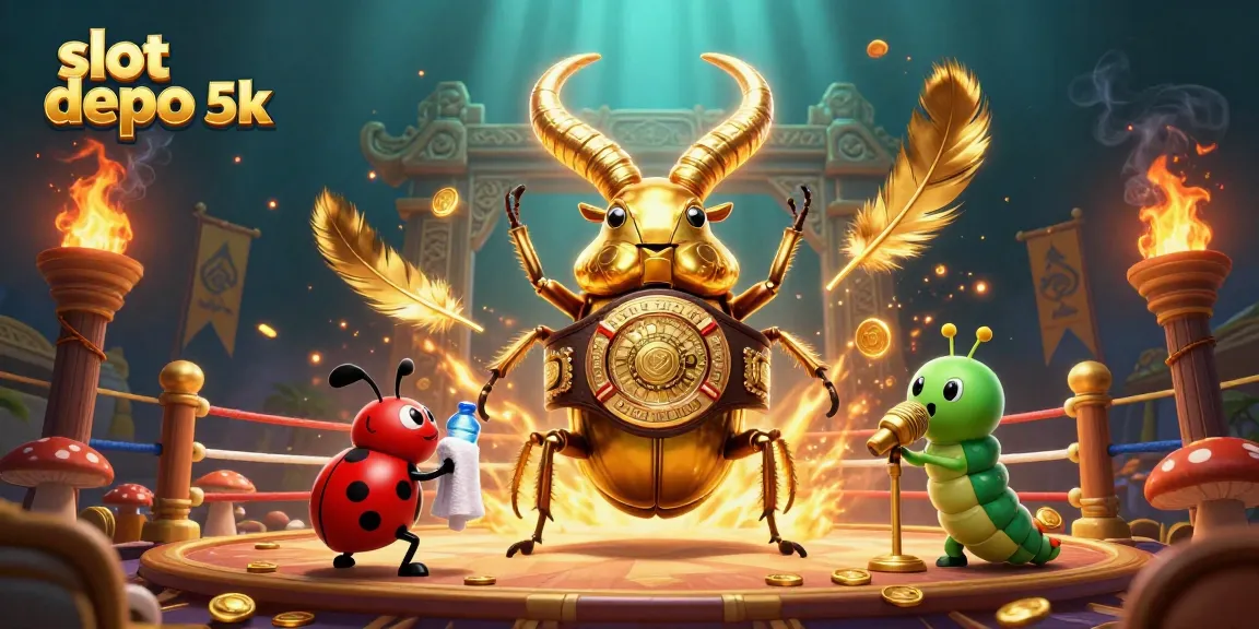 Experience high-energy action at slot depo 5k with a boxing beetle and vibrant casino elements.