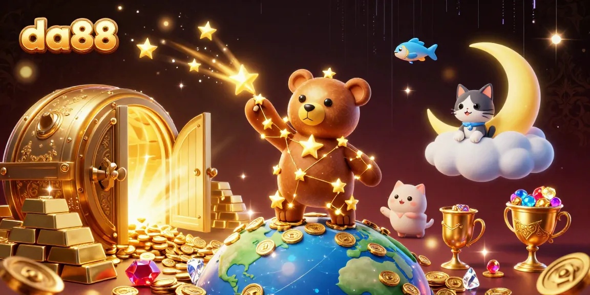 Scoop up bonuses and wins at da88 with fun characters in a vibrant casino illustration