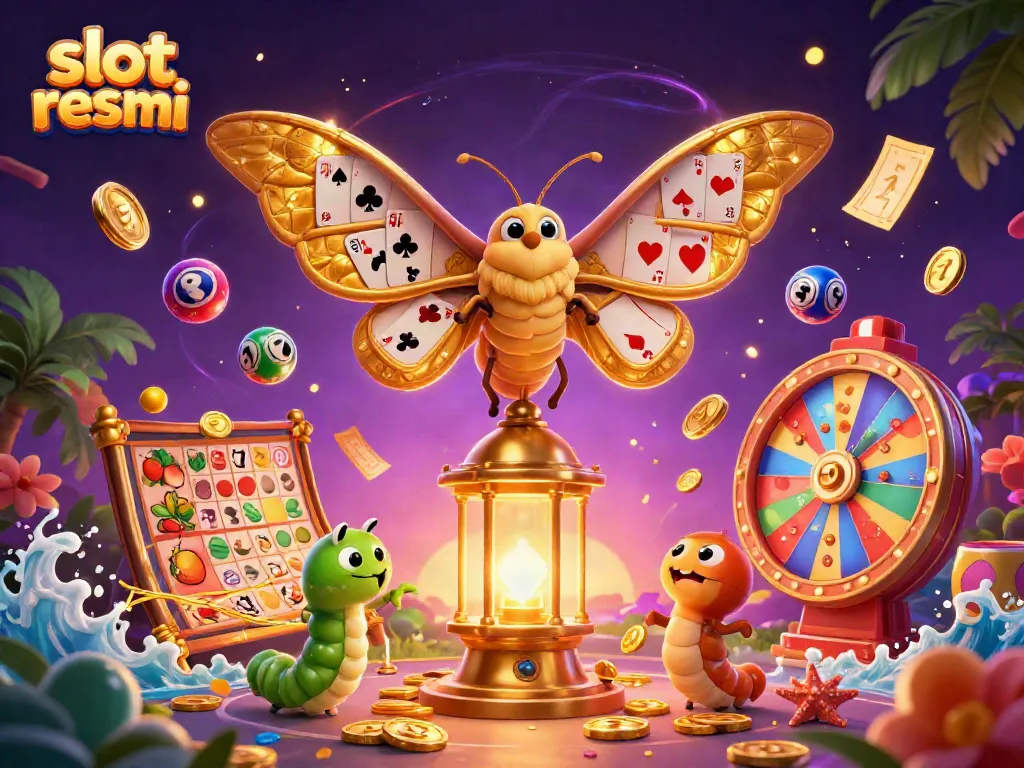 Engage with slot resmi through vibrant slot games, lucky symbols, and golden graphics in a captivating 3D scene.