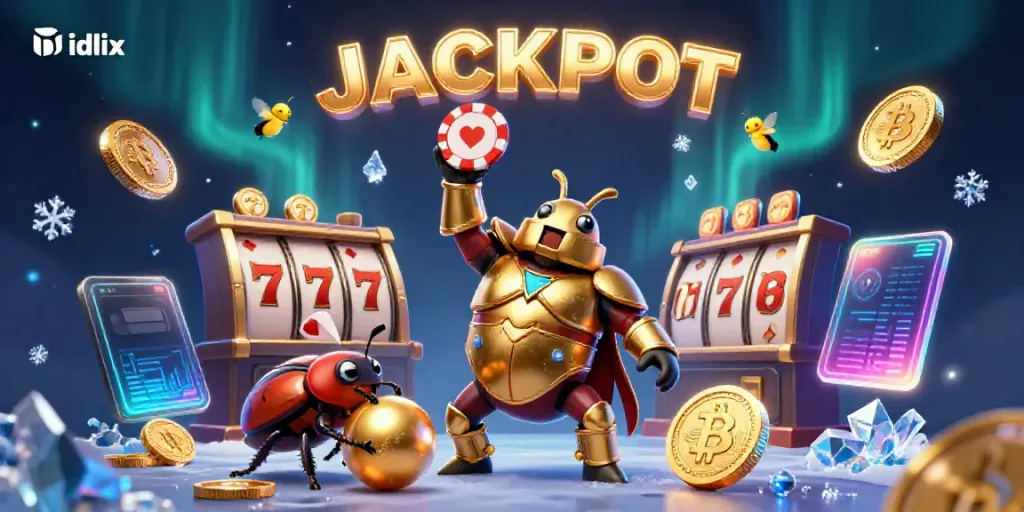 Engage in thrilling gameplay with idlix as hercules beetle celebrates a jackpot win.