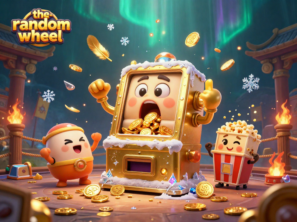 Engage with the-random-wheel as golden slot machines hit jackpots in a vivid casino scene.