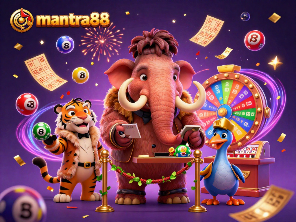 Experience the excitement of mantra88 with vibrant games and dynamic characters in a lively casino scene.
