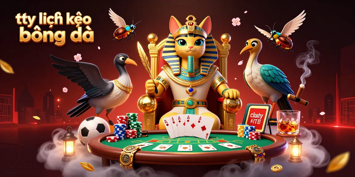 Bet on tỷ lệ kèo bóng đá with vibrant characters, sports elements, and rich casino details.