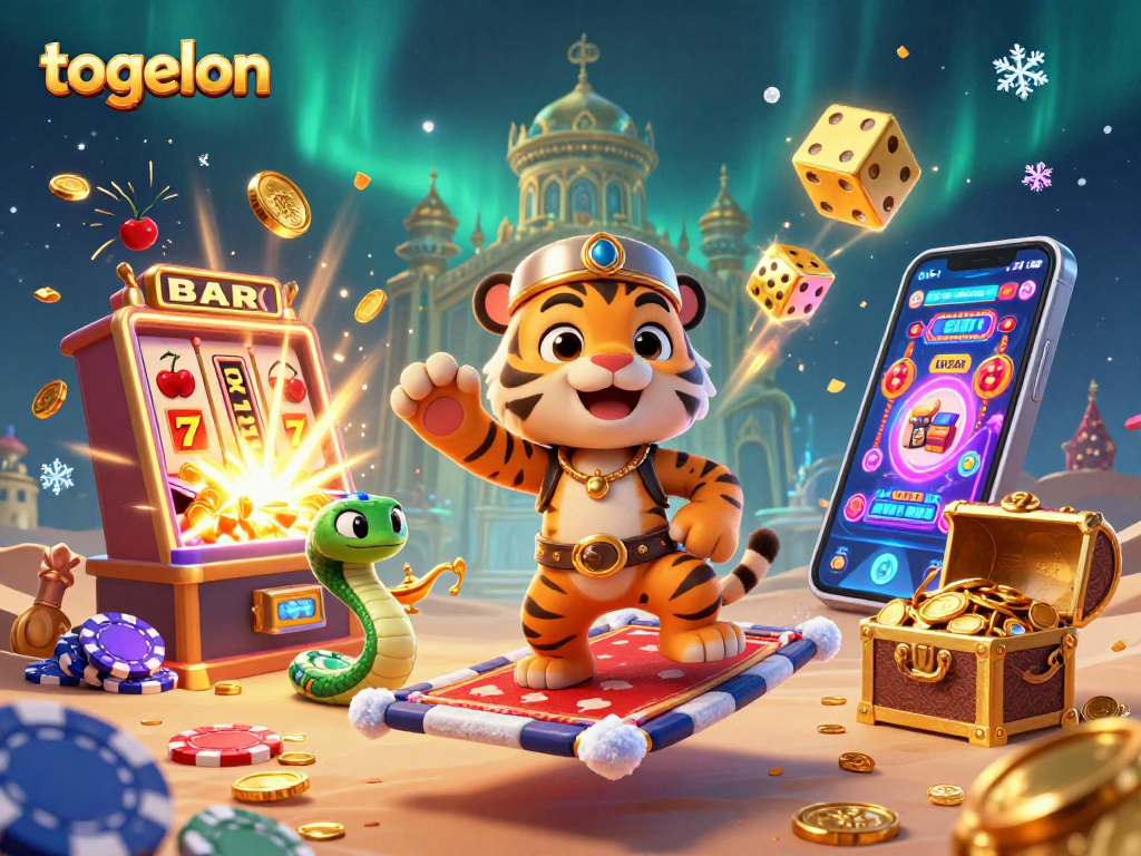 Experience the magic of togelon with an Arabian Nights-themed Sultan, immersive jackpot visuals, and vibrant casino elements.