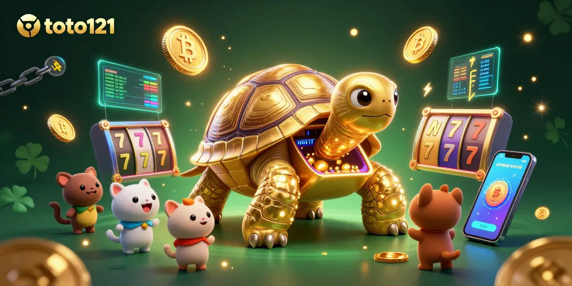 Play exciting games at toto121 with a thrilling scene of a golden tortoise pinball machine.
