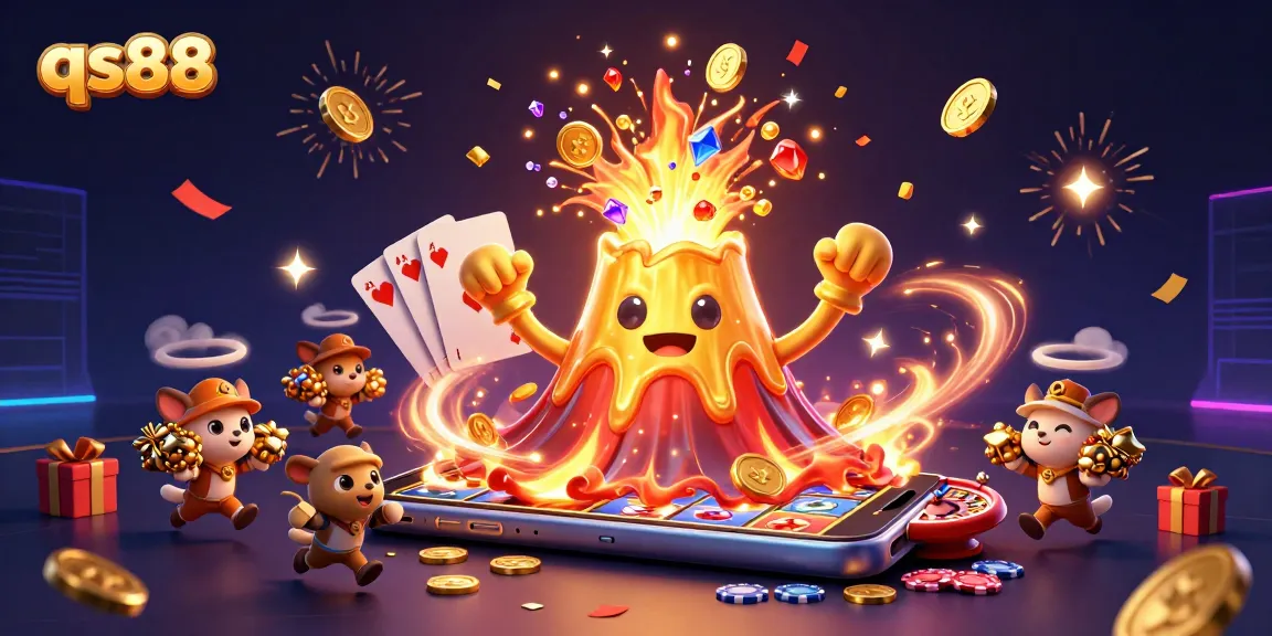 Experience thrilling wins at qs88 with a captivating 3D casino illustration of excitement and treasure.
