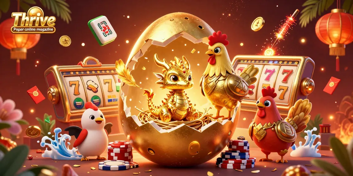 Experience thrilling action at Thrive Paper online magazine with a golden dragon and vibrant casino elements.