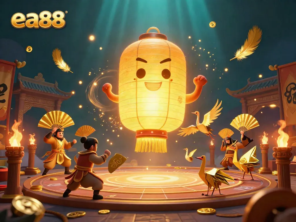 ea88 trải nghiệm đậm chất casino Tết với ánh đèn vàng và các nhân vật dễ thương.