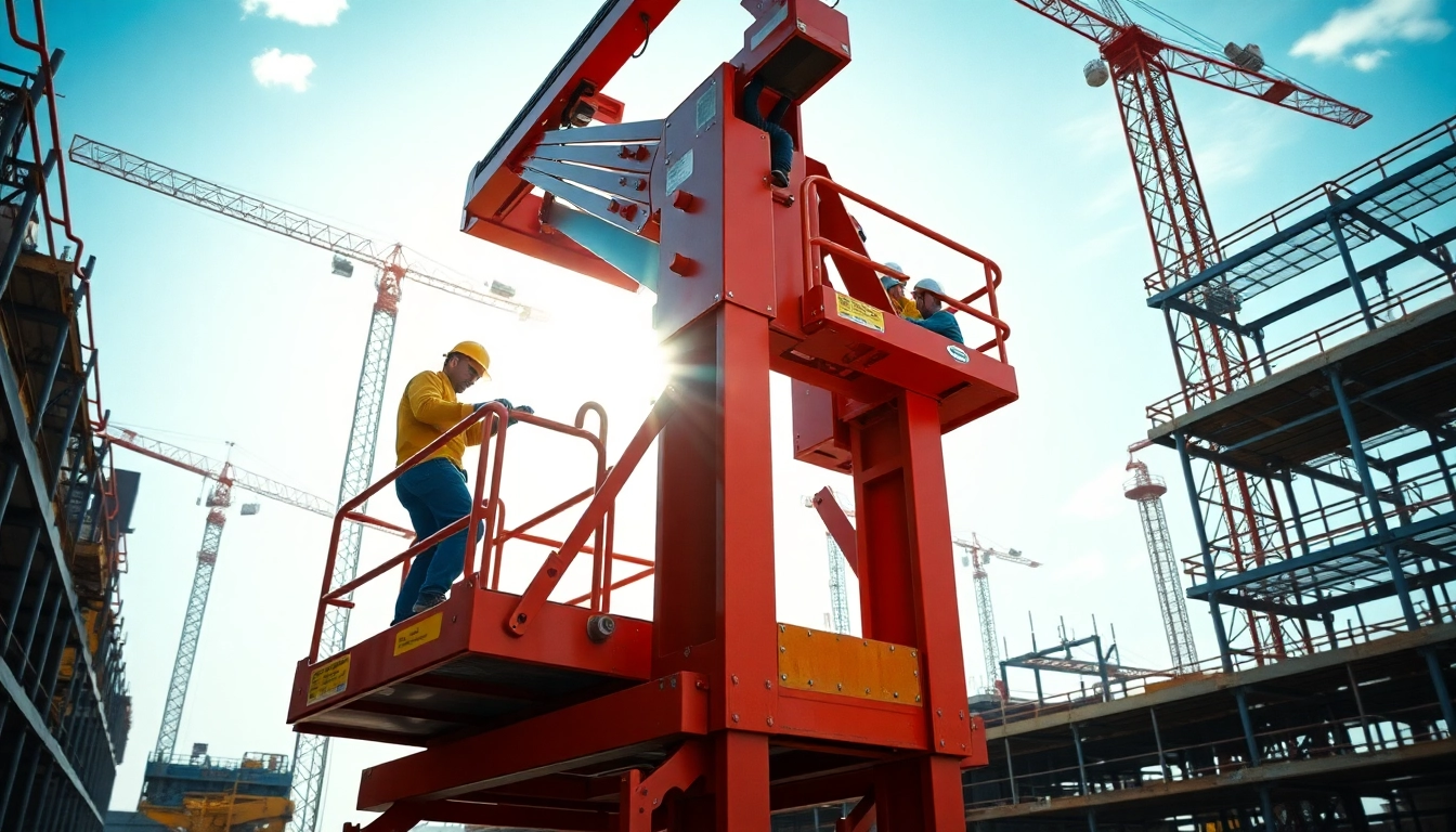 Operating a genie lift at a construction site, showcasing its durability and efficiency.