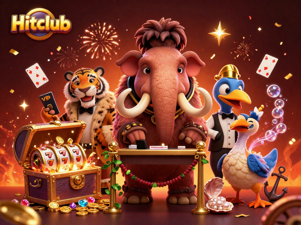 Engage at Hitclub with a vibrant casino scene featuring unique characters and dynamic game elements.