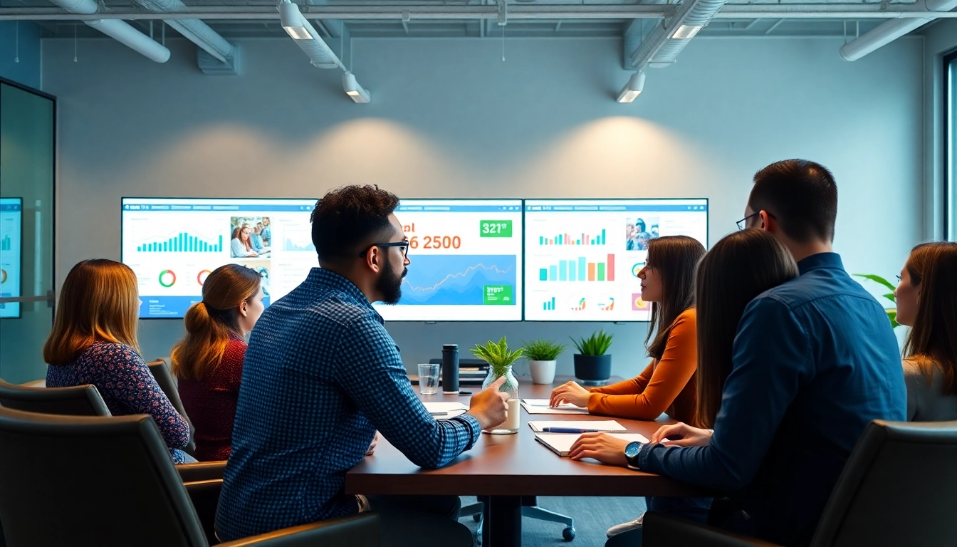 Engaged team at a premium Shopify agency collaborating on e-commerce strategies in an innovative office.