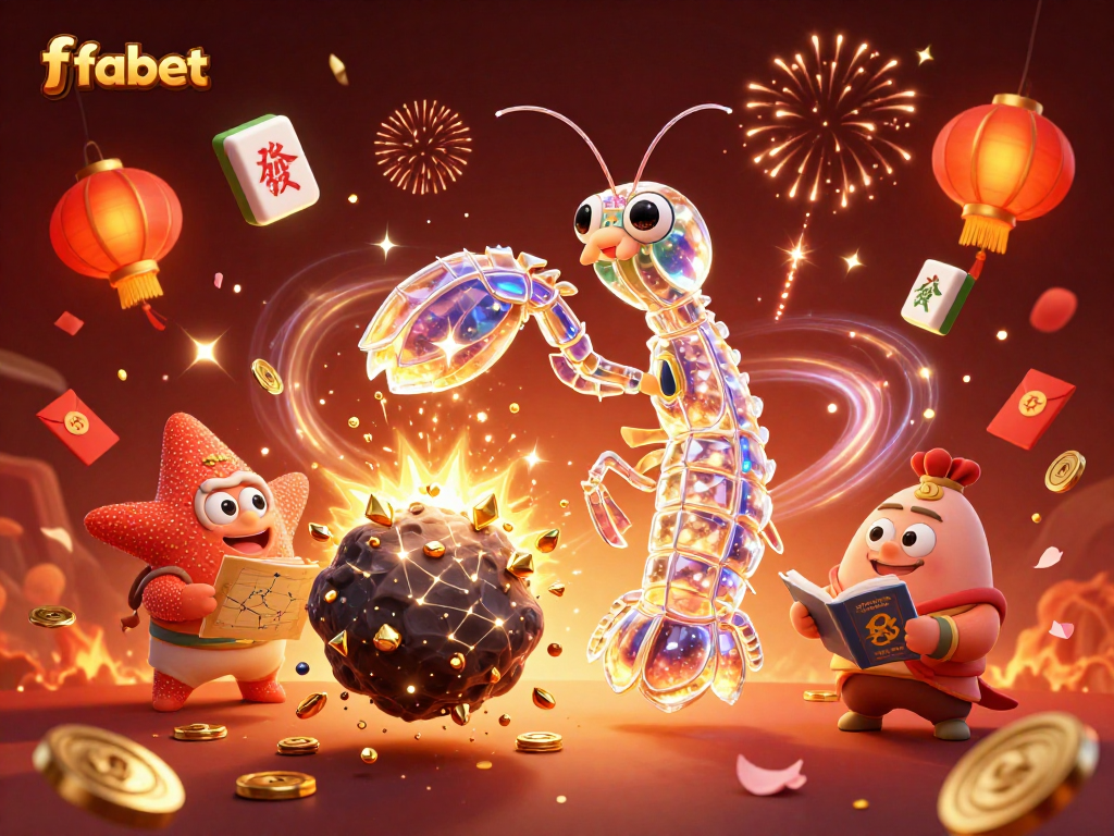 Experience the excitement of fabet with a dynamic scene of a galactic samurai mantis shrimp in action.