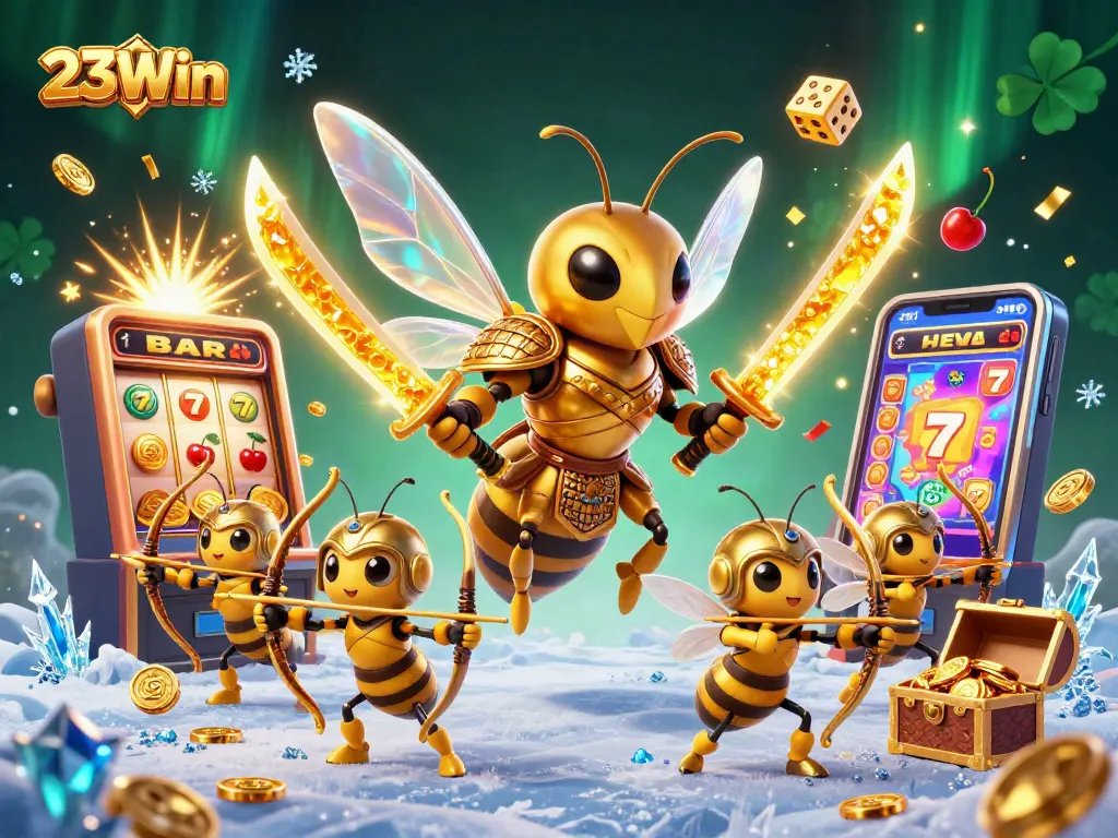 Spin the reels and join the excitement at 23Win's vibrant 3D casino illustration featuring stunning games.