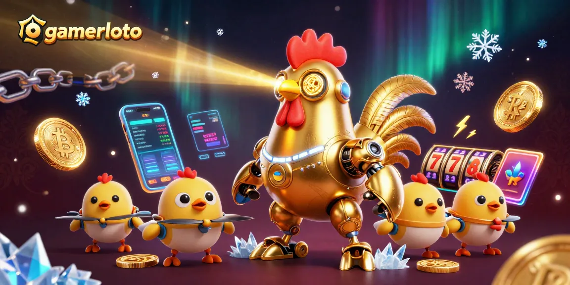 Win big with gamerloto's vibrant 3D casino world featuring exciting slot elements and crypto coins.